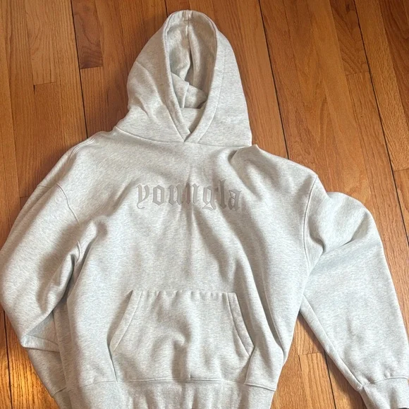 YoungLA Light Gray Hoodie for Men - Picture 1 of 3